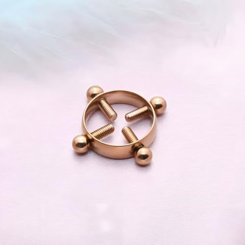 2Pcs Round Non Piercing Nipple Ring Fake Nipple Rings - color: Rose Gold