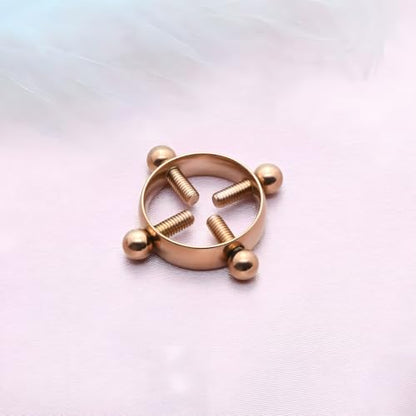 2Pcs Round Non Piercing Nipple Ring Fake Nipple Rings - color: Rose Gold