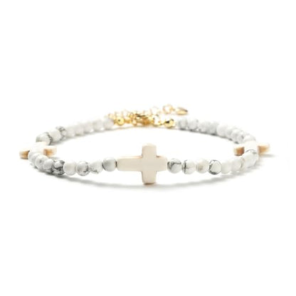 Starain Stone Beaded Anklets for Women Handmade Beach Turquoise Beads Ankle Bracelet Trendy Boho Cross Bead Anklet Jewelry 8 inch Adjustable - color: B