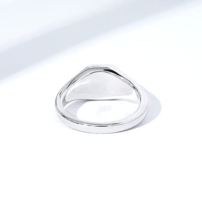 Amazon Essentials 14K Plated Sterling Silver Round Signet Ring - color: Silver, size: 6, style: Square