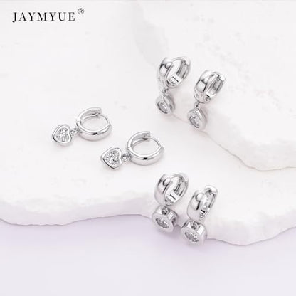 3Pcs Dangle Earrings for Women 14K Gold/Silver small Drop Earring Huggie Hoop Hypoallergenic Cubic Zirconia Cute Charm Non Tarnish Teardrop Trendy Jewelry Gifts for Women - color: Silver