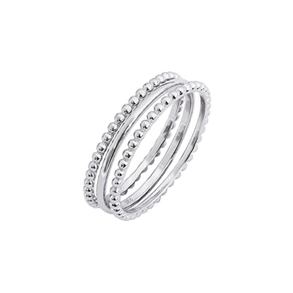 Amazon Essentials 14K Gold or Rhodium Plated Sterling Silver Stacking Ring Set of 3 - color: Rhodium, size: 7