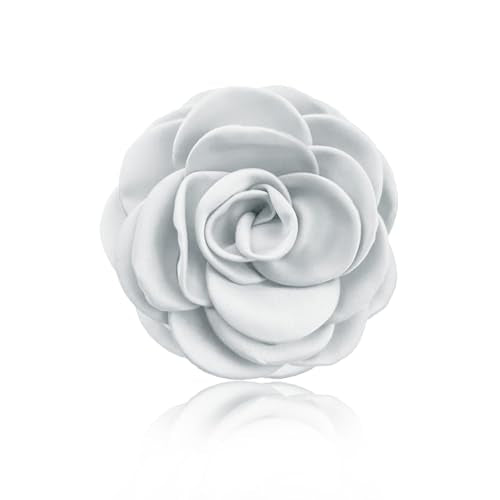 Collar Chain Pin for Men and Women - Hanging Tassel Brooch Lapel Pin for Business Suits - Bar Pin With Long Chain - Gifts - color: L: white flower