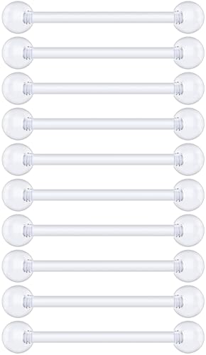 Plastic Tongue Rings For Surgery - Clear Plastic Tongue Rings For Work - Hypoallergenic Straight Barbell Bioflex Ring Piercing Jewelry - Clear Industrial Piercing Jewelry - color: 16G - 16mm (5/8)