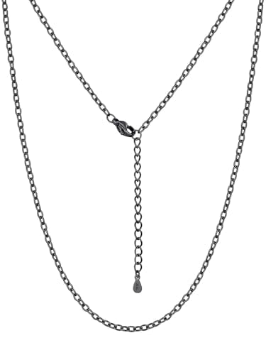 Silvora Necklace Chain for Women, 2.5MM Silver Chains Rolo Cable Necklace 316L Stainless Steel 14K Gold Plated Black Rose Gold Plated Womens Chain for Pendant 14"-30" Length - color: Black, size: 16 Inch