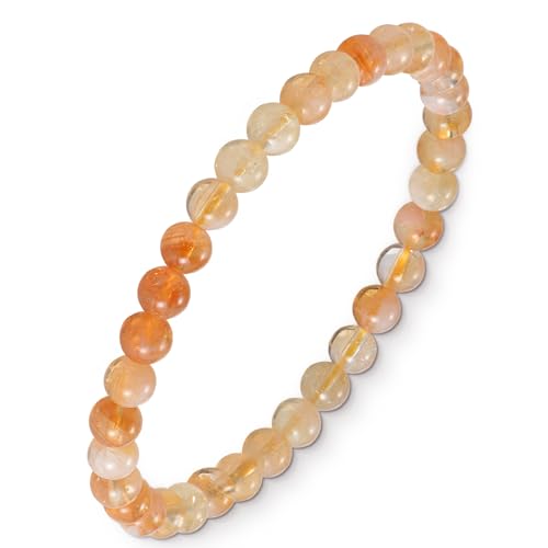 Agate Round Beaded Bracelet for Women Men Natural Agates Stone Healing Bracelets Stretch Elastic Handmade Polished Gemstone Beads Bracelet - color: Yellow Tower Crystal, size: 6mm Beads