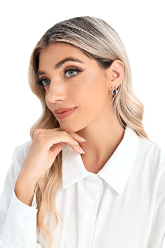 3 Pairs 925 Sterling Silver Small Huggie Hoop Earrings for Women Men | 14K White Gold Plated, Hypoallergenic, Small Silver Hoops - color: C-Silver 13/15/20mm