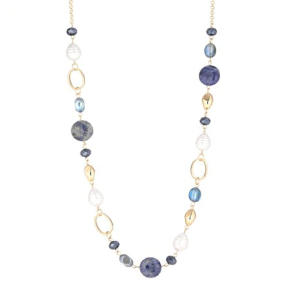 Long Gold Necklaces for Women Trendy Beaded Chain Necklace Chunky Costume Jewelry Gifts for Her - color: Navy Blue