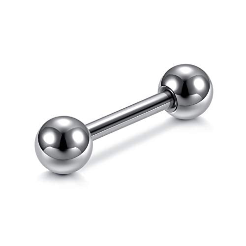 Zysta 4 Pairs Stainless Steel 14/16G Mixed Colors Body Piercing Barbells 6-16mm Post Studs Earring NippleTongue Helix Tragus Cartilage Labret Medusa Lip Eyebrow Straight Bar Ball Screw … - color: 6mm Ball,10mm Post