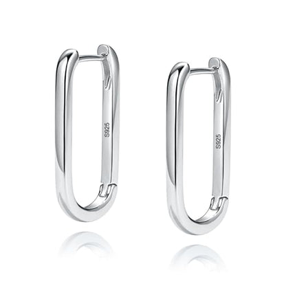 Me&Hz Gold Huggie Earrings Small Huggie Hoop Earrings for Women 14K Gold Plated Hypoallergenic Cubic Zirconia Huggies Mini Silver Hoop Earring for Women - color: Paperclip Hoop,Silver