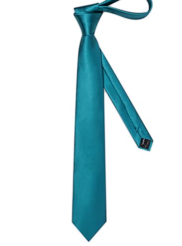 Solid Color Tie and Pocket Square with Tie Clip Lapel Pin Silk Formal Necktie Set Wedding Formal - color: Teal