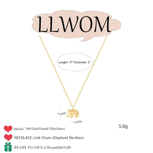 LLWOM Gold Necklace for Women-14k Gold Plated Infinity Necklace Star Of David Necklace Evil Eye Cross Pendants Heart Dainty Gold Necklace For Women - color: Gold-Elephant