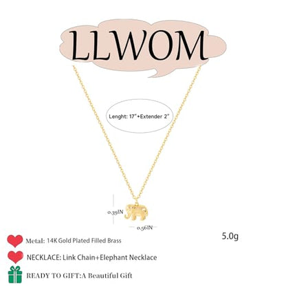 LLWOM Gold Necklace for Women-14k Gold Plated Infinity Necklace Star Of David Necklace Evil Eye Cross Pendants Heart Dainty Gold Necklace For Women - color: Gold-Elephant