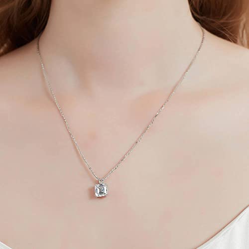 BERRICLE Sterling Silver CZ Solitaire Pendant Necklace for Women, Gold Flashed, Cubic Zirconia - Asscher, Emerald, Heart Shaped, Princess, Round Cut - style: Asscher Cut