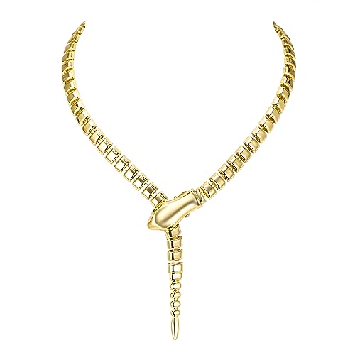 FANZE Snake Necklace for Women，Adjustable Punk Gold Snake Choker Necklace Halloween Gifts Party Multi-Purpose Jewelry - color: Gold