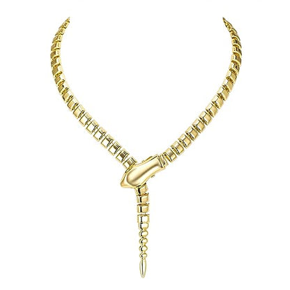 FANZE Snake Necklace for Women，Adjustable Punk Gold Snake Choker Necklace Halloween Gifts Party Multi-Purpose Jewelry - color: Gold