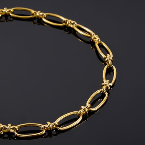 2 Meters Gold Plated Jewelry Making Chain Stainless Steel Long Oval Link Chains Bulk with Jump Rings and Lobster Clasps - color: Long Oval Gold