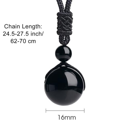 Anjiucc Natural Gemstone Healing Crystals Necklace, Adjustable Chakra Beads Pendant for Women Men, Protection, Energy Balance - color: Black Obsidian