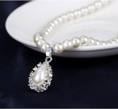 CSIYANJRY99 Pearl Necklace and Earring Set Faux Pearl Jewelry Sets for Women Imitation Beaded Pearl Necklace Bracelet Stud Earrings for Women - color: B