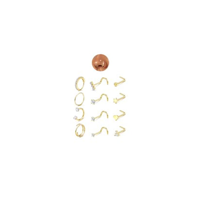 JeryWe Nose Rings for Women - 14K Gold Filled Hypoallergenic Surgical Steel Nose Ring Hoops CZ Lip Ring Screw L Shaped Studs Threadless Flat Back Stud Nose Piercings Jewelry for Women Men - style: 14K Gold Filled -4 Hoops