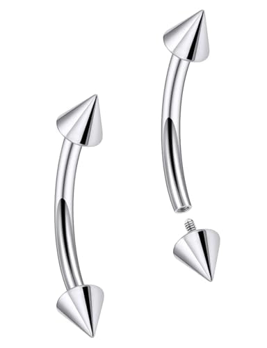 20G 18G 16G 14G 12G 8G 6G 4G 2G Astm F136 Titanium Internal Thread Eyebrow Piercing Jewelry Curved Barbell Vertical Labret Lip Daith Rook Earrings Navel Belly Button Ring Piercing Jewelry - style: 16G, 8MM Length-Spike