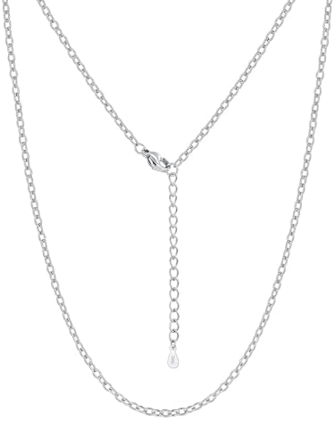 Silvora Necklace Chain for Women, 2.5MM Silver Chains Rolo Cable Necklace 316L Stainless Steel 14K Gold Plated Black Rose Gold Plated Womens Chain for Pendant 14"-30" Length - color: Silver, size: 18 Inch
