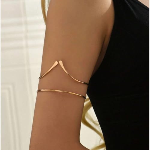 Harry and Henry Arm Cuff Gold Upper Arm Jewelry for Women Adjustable Open Cuff Bangle Bracelets Armband Jewelry Summer Outfits for Women 2026 - color: A:Gold open arm cuff bracelet