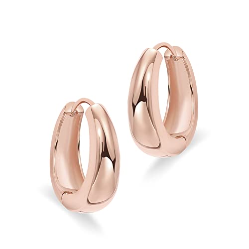 PAVOI Gold Hoop Earrings for Women, 14K Gold Plated Small Chunky Hoops | 925 Sterling Silver Posts, Lightweight Hoops, Small Hoop Earrings for Women, Gold Hoops - color: Rose Gold