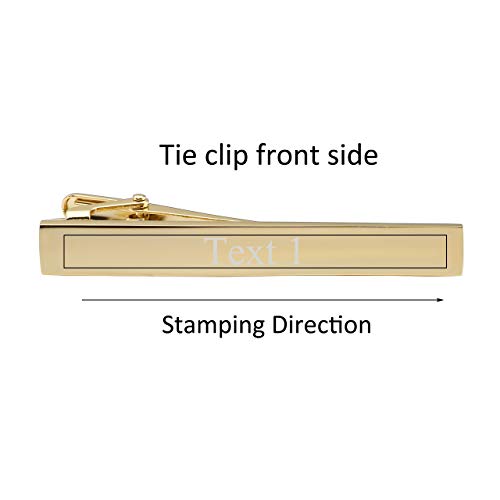 Jovivi Personalized Custom Tie Clip Bar for Men Engraved Tie Clips Pin, Groomsmen Mans Fathers Day Wedding Gift - color: Engraving(Gold)