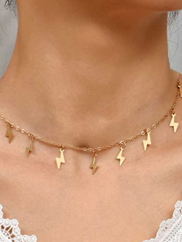 YANCHUN Layered Necklaces for Women Gold Necklace Stack Star Heart Choker Dainty Necklace Love Heart Chain Jewelry Gifts for Women - color: C：Flash Choker