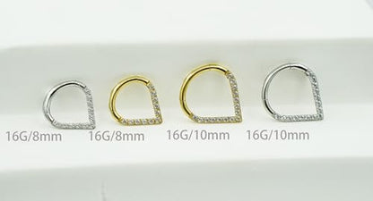 HQLA 16G Nose Hoop Ring Septum Ring Clear CZ Daith Earring Surgical Steel Hinged Segment Seamless Clicker Tragus Rook Helix Cartilage Conch Hoop Piercing Jewelry for Women men 8mm 10mm - style: 16G-10MM-Teardrop-Steel