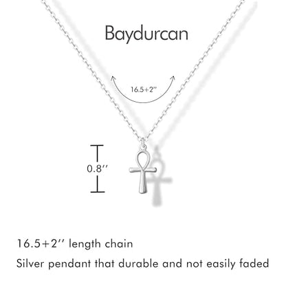 Baydurcan Dainty Silver Necklace for Women Ankh Horse Celtic Necklace Gifts | Dainty charm gifts for friends sister mother, birthday, christmas, graduation gifts. Ready to give with card & envelope. - style: Ankh