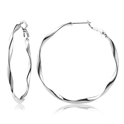 24K Gold Hoop Earrings for Women Trendy Real Gold Plated Twisted Thin Huggie Hoops, Dainty Cute Big Gold Filled Dangle Hoop Earrings Nickel Free Womens Earrings for Sensitive Ears Hypoallergenic - style: White Gold 50mm