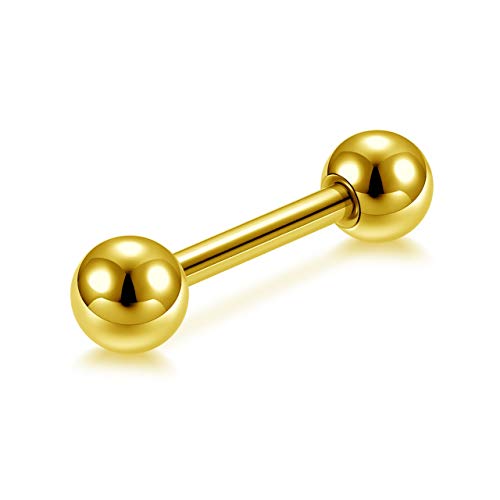 Zysta 4 Pairs Stainless Steel 14/16G Mixed Colors Body Piercing Barbells 6-16mm Post Studs Earring NippleTongue Helix Tragus Cartilage Labret Medusa Lip Eyebrow Straight Bar Ball Screw … - color: 6mm Ball,10mm Post