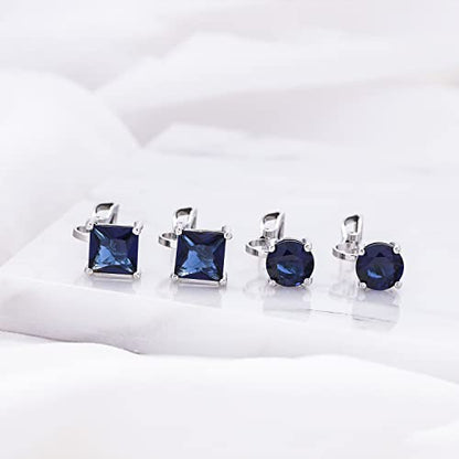 YOQUCOL 2 Pairs 8MM Cubic Zirconia Crystal Clip On Stud Earrings Non Pierced Stud Earrings For Women - color: Blue
