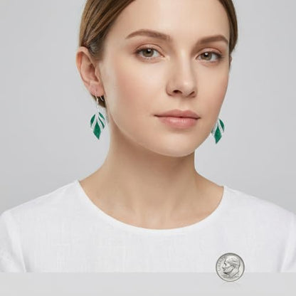 Leaf Dangle Earrings for Women, Boho Tropical Dangling Jewelry, Summer Earring Accessory, Birthday Gift for Her - color: Green