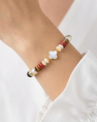 Birthday Jewelry Gifts For Girls Women, Four Leaf Clover & Heart Bracelets - color: Divine Alignment