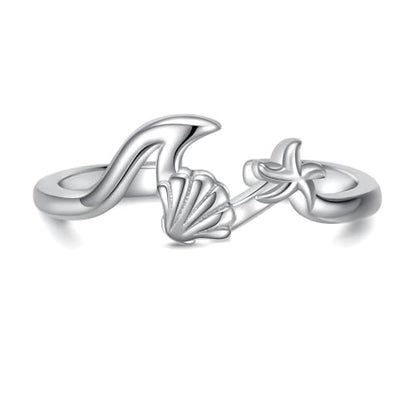 925 Sterling Silver Toe Ring Adjustable Butterfly Filigree Boho Ocean Wave Summer Jewelry for Women - style: Starfish Seashell