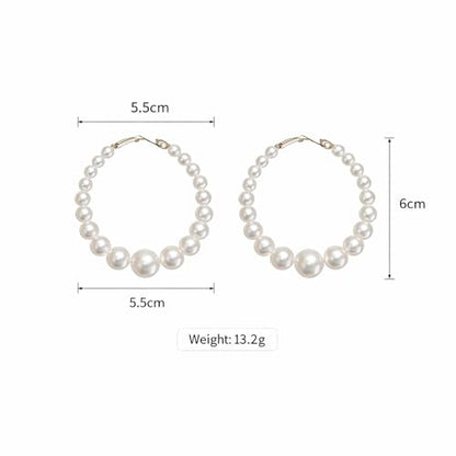 Hoop Earrings for Women, Hypoallergenic Stainless Steel Lightweight Thin Large Big Hoops Earrings Set for Women, Non Tarnish for Jewelry Gift 40MM - color: Pearl Earring-55mm