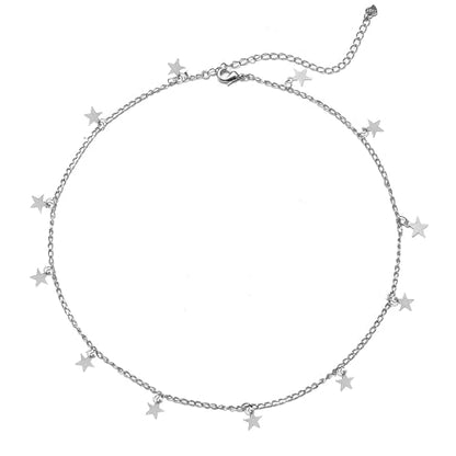 YANCHUN Layered Necklaces for Women Gold Necklace Stack Star Heart Choker Dainty Necklace Love Heart Chain Jewelry Gifts for Women - color: 1: Silver Star Choker