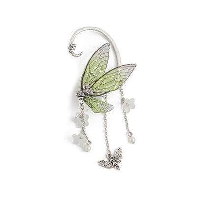Ear Cuffs for Women, Hook without Pierced Ear Bone Clip Climber Earrings, Butterfly Shaped Ear Clip Wrap Around Earring No Piercing Cuff Earrings for Women - color: Green