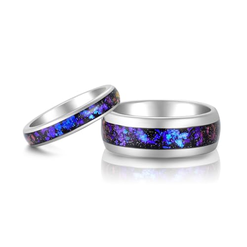 4mm 6mm 8mm Tungsten Rings With Various Inlay Materials Couples Matching Engagement Wedding Promise Matching Ring Set for Women Men - color: Silve Orion 8mm