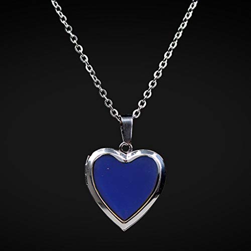 FM FM42 Temperature Sensing Color Changing Pendant Necklace with 19.29" Stainless Steel Rolo Chain - color: Heart Openable Locket