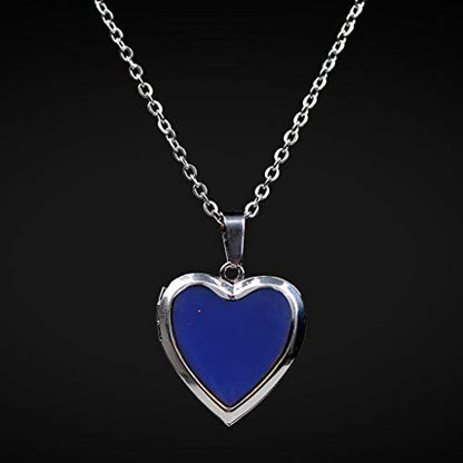FM FM42 Temperature Sensing Color Changing Pendant Necklace with 19.29" Stainless Steel Rolo Chain - color: Heart Openable Locket