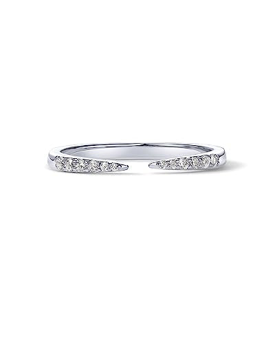 PAVOI 18K Gold Plated Open Eternity Ring | Cubic Zirconia Stacking Bands for Women | Dainty Stackable Rings for Women - color: White Gold