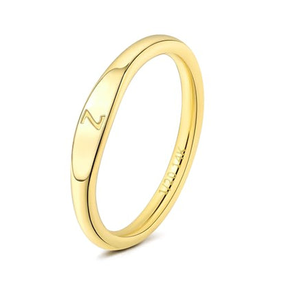 Gold Initial Rings for Women Non Tarnish Thumb Rings for Teen Girls 14K Gold plated for Women - color: Z
