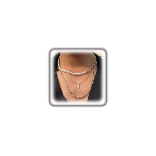 Layered Gold Necklaces for Women Stackable Pearl Paperclip Chain Necklaces Adjustable Dainty Bar Pendant Necklaces Trendy Everyday Jewelry Gifts - color: Gold