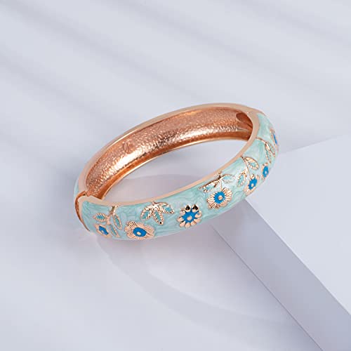 UJOY Cloisonne Chinese Panda Bracelets-Plated Gorgeous Handcrafted Gifts Enamel Bangles Set for Women 55C43 - color: 2 Pcs Set-C36-Light Blue