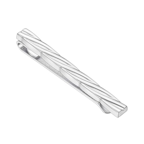 Mens Chain Tie Clips For Men Unique Silver Black Gold Tie Bar Round Stainless Steel Tie Clip - style: Simple Silver