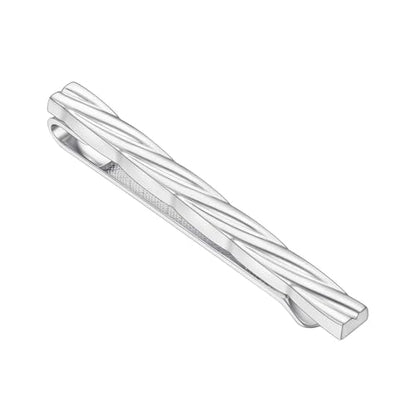 Mens Chain Tie Clips For Men Unique Silver Black Gold Tie Bar Round Stainless Steel Tie Clip - style: Simple Silver